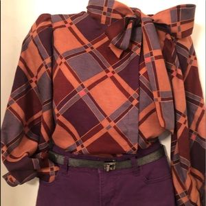 NWT Vintage Donkenny Plum, etc Plaid Blouse sz12